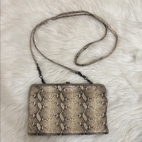 HOBO Leanne Snake Embossed Crossbody Bag Glam Leather - Picture 3 of 15
